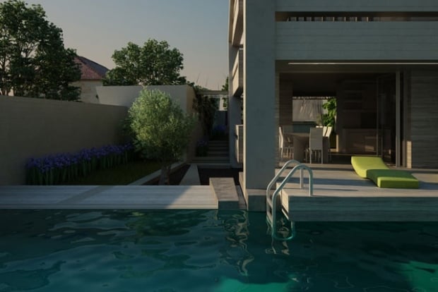 Haus-mit-Pool-Holzdeck-design-sonnenliegen-chill-out-zone