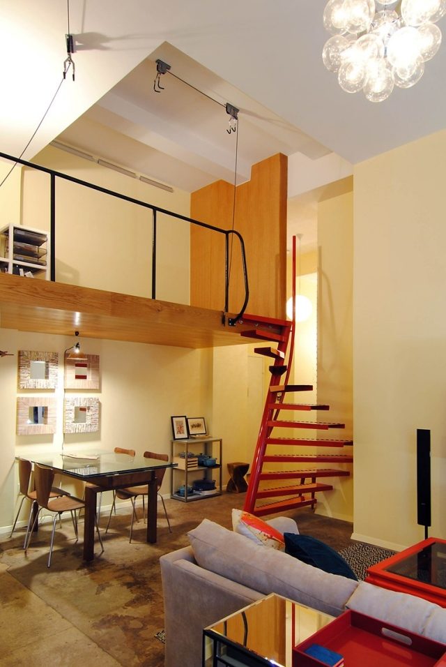 quadratische-Wendeltreppe 1m2 ® rot-modernes design prägt das Interieur