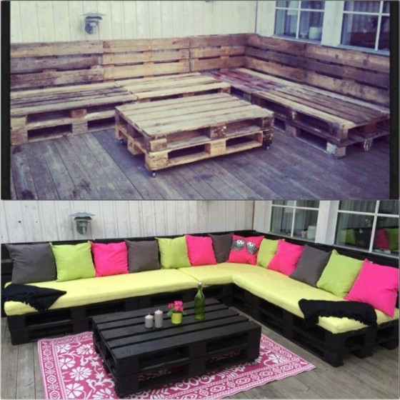 bunte-Sitzkissen-Sofa-Teppich-Terrasse-Holzmöbel