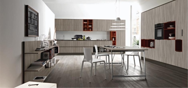 Karbon-Laminat-Küche-Eiche-Heller-Farbton-moderne-Gestaltung-Kochraum-Ideen