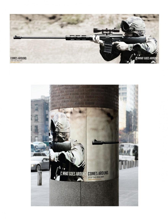 Plakate-auf-der-Straße-Stopp-Irak-Krieg