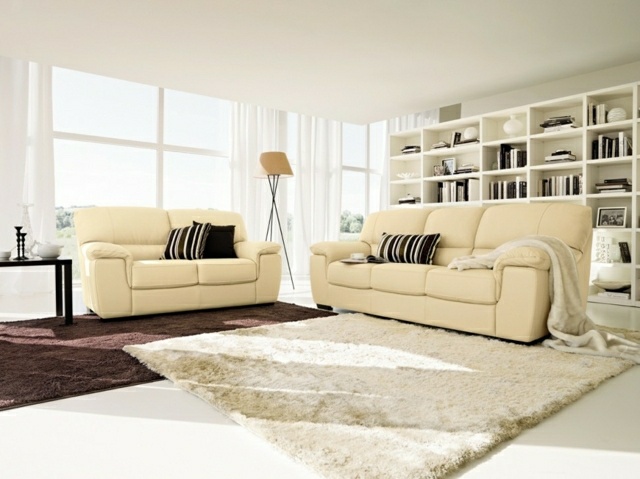 Teppich-in-zwei-Farben-Design-Sofa-Ledermöbel
