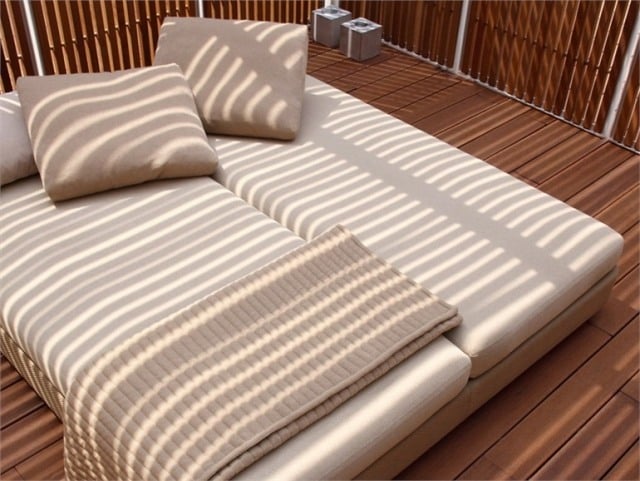 Terrasse und Garten Möbel Doppelbett Beige-Farbton-Paola Lenti Design 