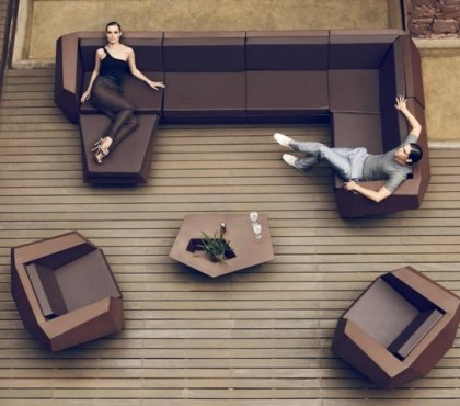 Lounge Möbel Kunststoff Outdoor Bereich Terrasse Schokoladenbraune Farbe