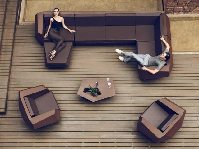 Lounge Möbel Kunststoff Outdoor Bereich Terrasse Schokoladenbraune Farbe