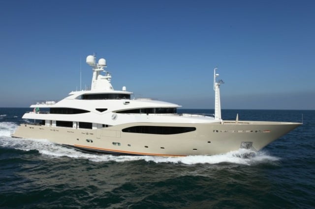 Luxus Yacht Monako Messe ausgestellt Außen Look Ozean
