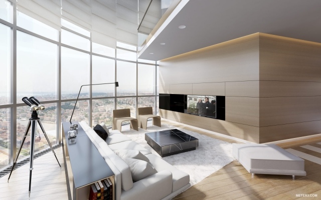 Moderne-Maisonette-Wohnung-Türkei-Fensterfront-Luxuriöse-Einrichtung-3d