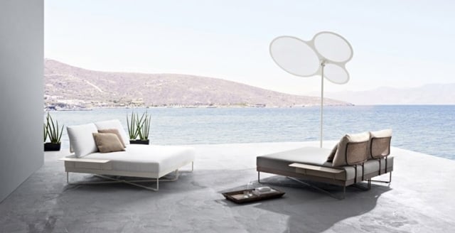 Futuristische Outdoor Möbel Sonnenschirm-Lounge Liegen-Daybeds Santiago Sevillano 