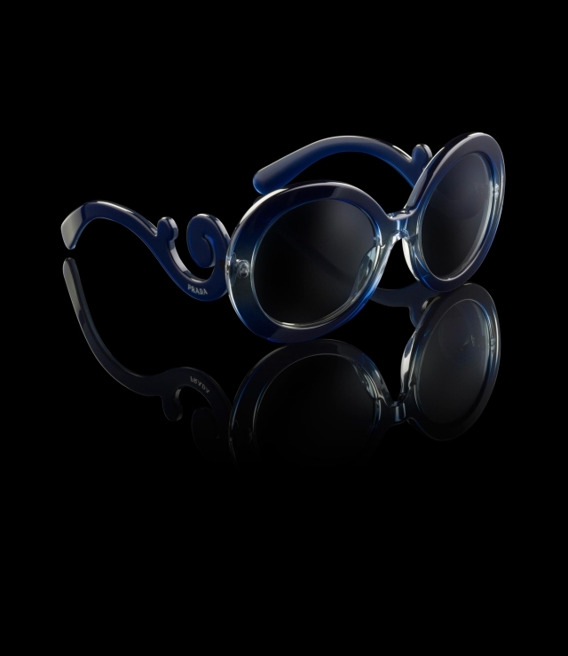 Prada-Designer-Sonnenbrillen-Blau-Kunststoff-aufwendige-Details
