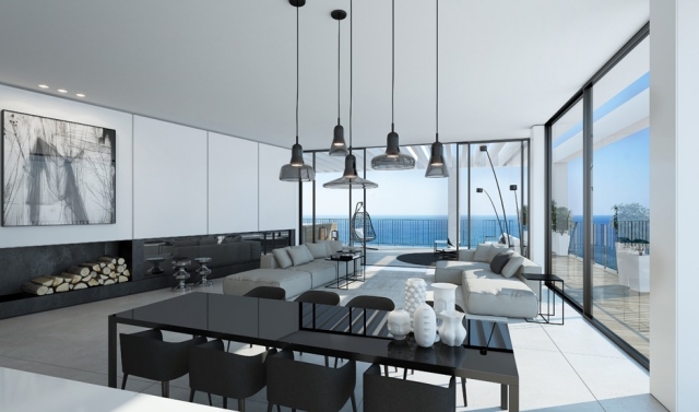 Tel-Aviv-Penthouse-Studio-Ando-Design-Händesessel-Terrasse-Glas-Geländer-Innenarchitektur