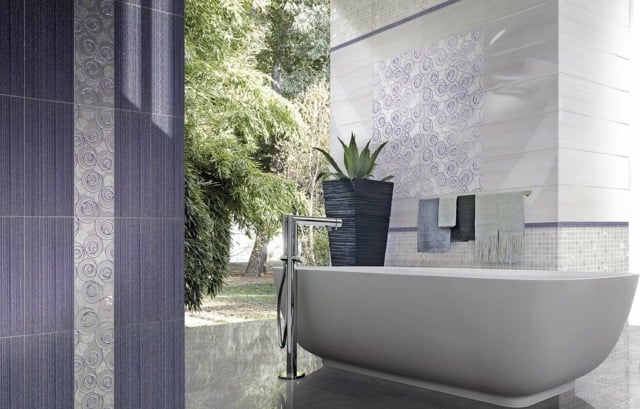 Badezimmer Motive lila planen Muster kreisen