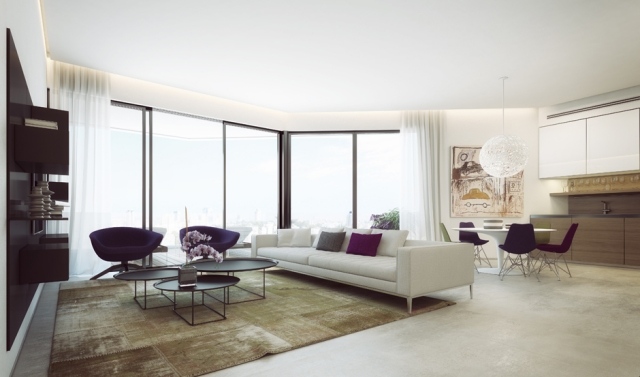 Wohnzimmer-Ideen-Sitzmöbel-Dekokissen-Tel-Aviv-Penthouse-Studio-Ando-Design