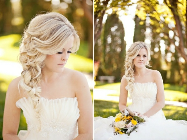 Park-Hchzeitsfrisur-blonde-Haare-Hochzeitskleid