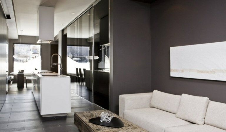 farbideen fürs wohnzimmer grau wand weiss moebel kueche modern