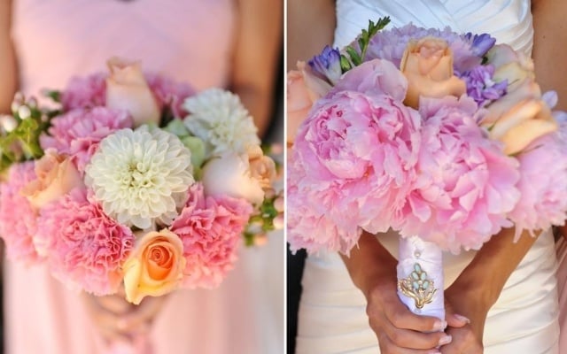 frühling Blumen Sträuße Hochzeit romantisch rosafarben modernes arrangement