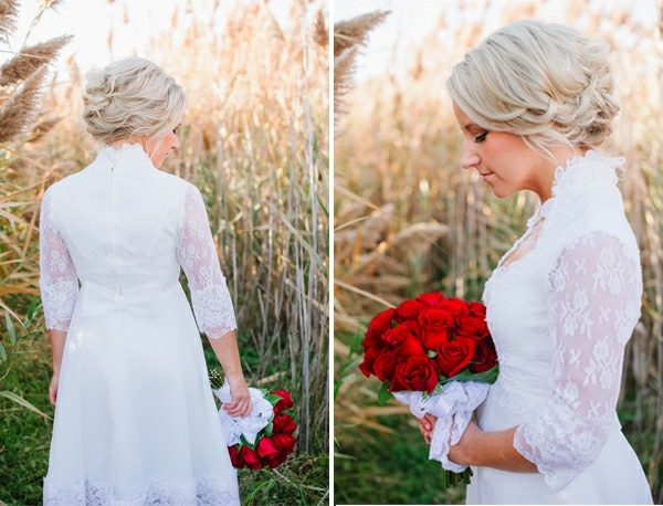 Wiese-Blumenstrauß-Hochzeitskleid-mit-Spitze