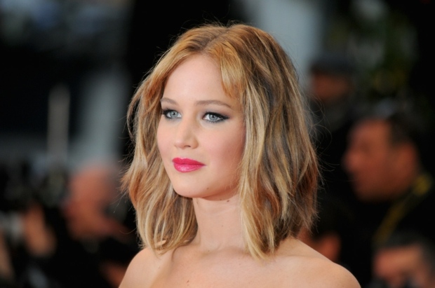 Haare-Strähnen blonde braun Jennifer Lawrence Bob