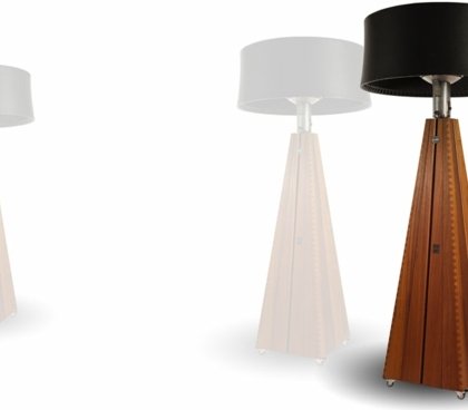 moderne Holz Lampe Heizstrahler schönes Design recyclierte Materlien