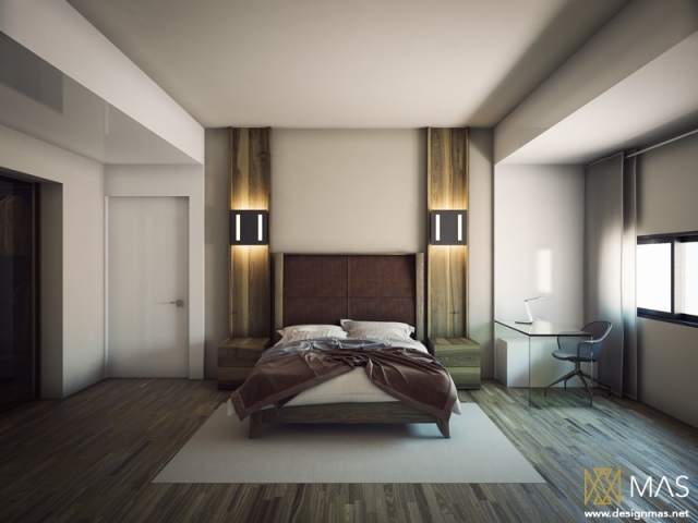 modernes-schlafzimmer-holz-nachttische-wandleuchten-deko