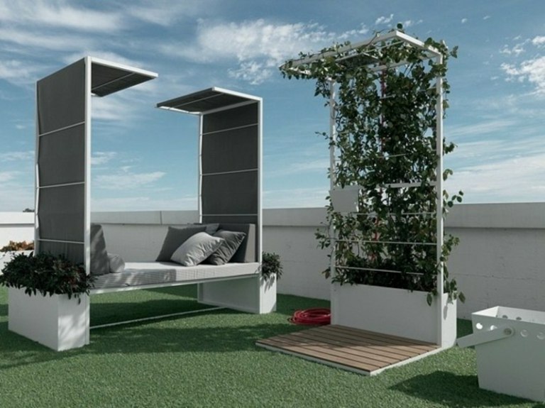 outdoor lounge liegen modern himmelbett outdoor falper spalier kletterpflanze