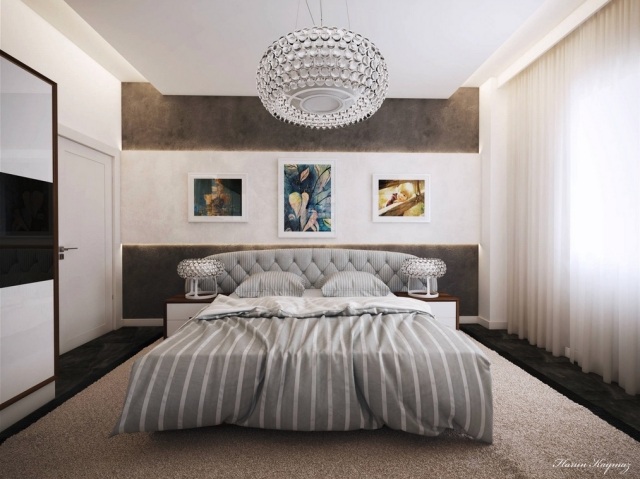 schlafzimmer-design-gesteppter-kopfteil-abgehaengte-decke-wanddeko