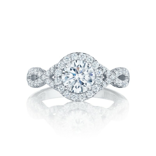 Designer Ring Diamant spiralförmige Fassung weiß Opas