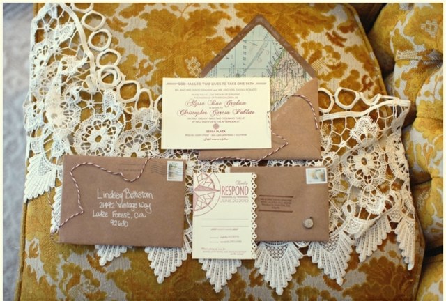  Hochzeit Einladungskarten ausgeschnitten braun Papier