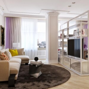 wohnzimmer-moderne-gestaltung-tv-regal-raumteiler-laminatboden