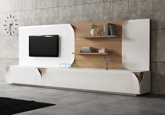 wohnzimmer designer-möbel serie-slap-wohnwand-weiss-holz-modern