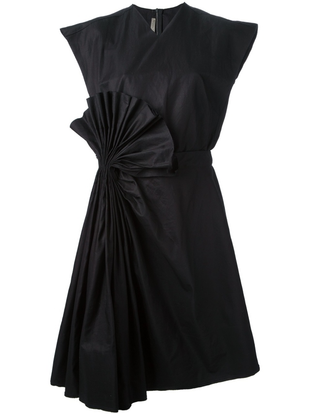 Abendkleid-Wickelkleid-BOTTEGA-VENETA-klassisch-schwarz-dekoratives-detail