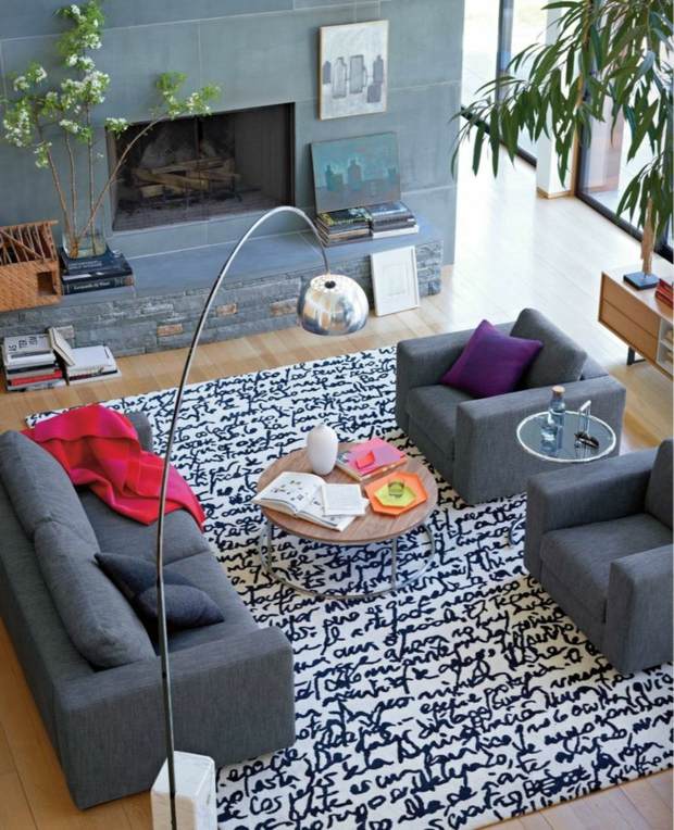 Wände-Wohnzimmer gestalten Ideen Sofa Set