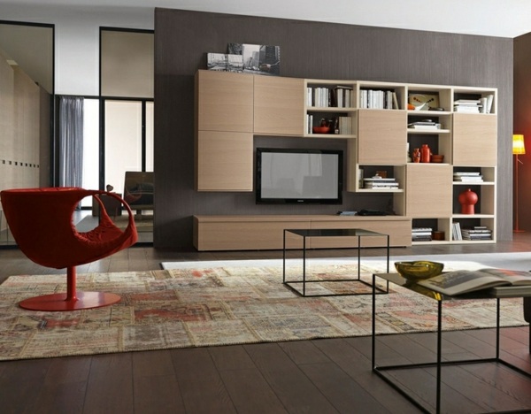 Arabischer-Teppich-eingebaute-Wohnzimmer-Schränke-LED-Fernseher