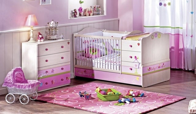 rosa grüne Farbe Furnierholz Möbel Kommode Wickeltisch Babybett