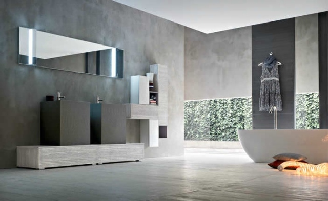 Badezimmer-Design-Möbel-Ausstattung-grauer-wandputz-minimalistisch