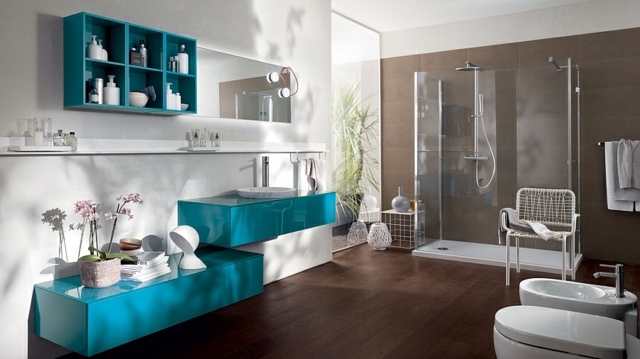 blaue Möbel Badezimmer Design Ideen Fliesen