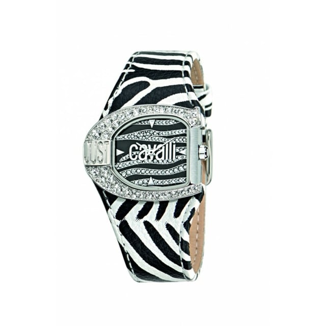 Zebra Streifen schwarz weiß Leder Armbanduhr