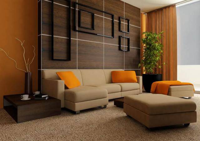 Couchtisch-mit-Holzplatte-eingebaute-quadratische-Module-Wohnzimmer-Gestaltung-Wandfarbe