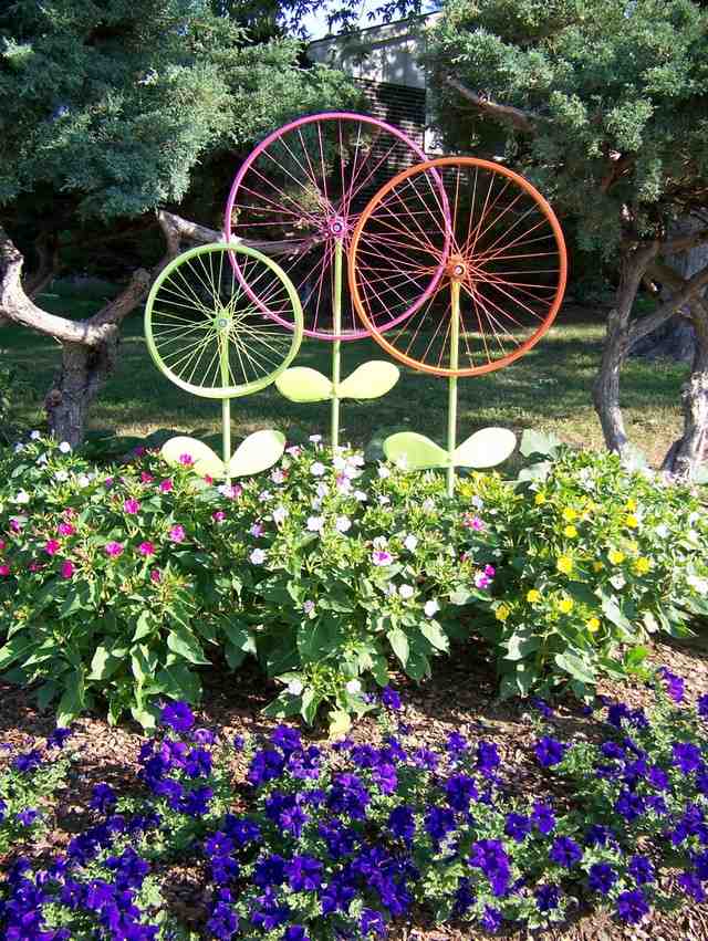 Ideen Fahrradreifen Blumen Upcycling Ideen