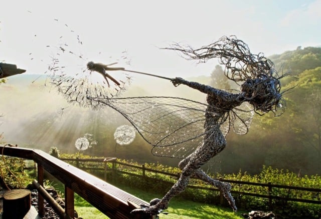 Skulpturen Metall Feen schöne Idee Gartenzaun