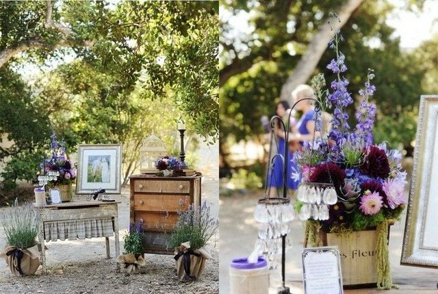 Lavendel Deko -vintage Garten Lavendel Blumentöpfe Leinenstoff umgebunden