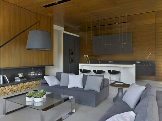 Wohnzimmer gestalten Ideen neutrale Polsterung Sofa Set
