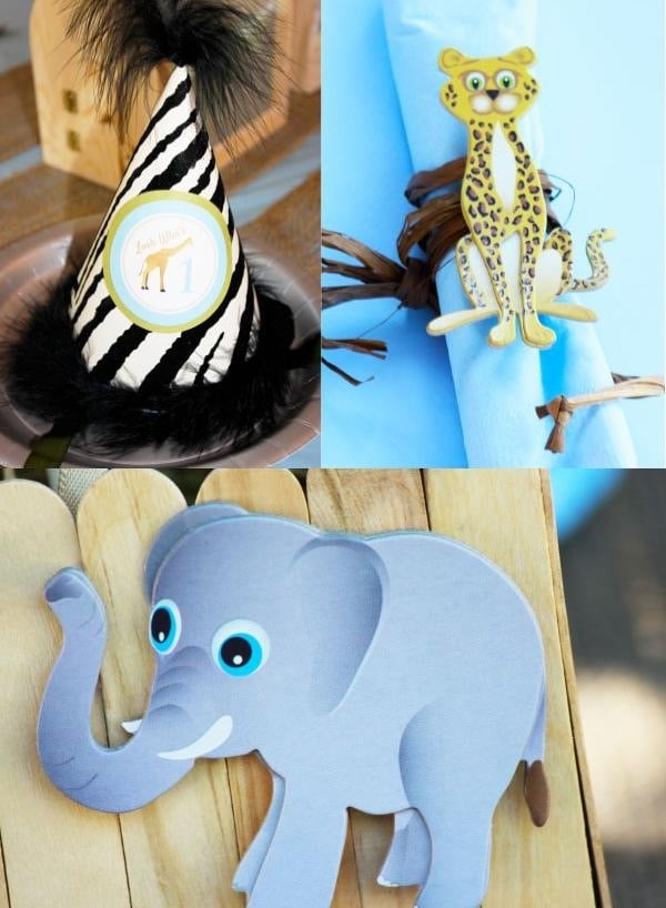 Kindergeburtstag-Deko-basteln-Zoo-afrikanische-Tiere-Ideen-partyhut