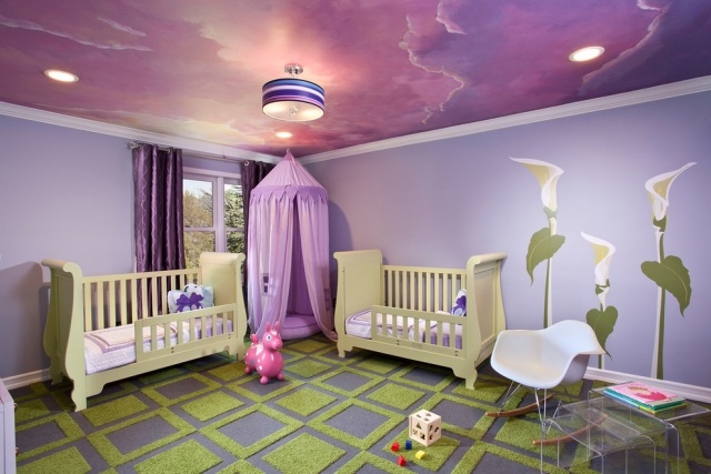 Kinderzimmer-gestalten-mit-Farben-wohnen-ideen-für-wanddeko-zimmerdecke