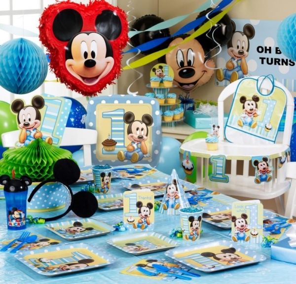 Mickey-Mouse-Baby-Geburtstag-papier-Lampion-Becher-Latexballons-Einladungskarten