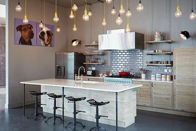 Modulküche gestalten Ideen modernes Design Fliesenspiegel grau