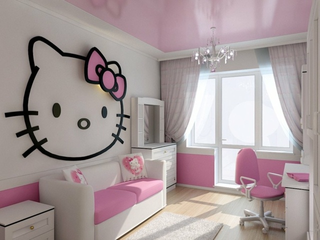Hallo Kitty Thema Wandsticker rosa Decke Wände