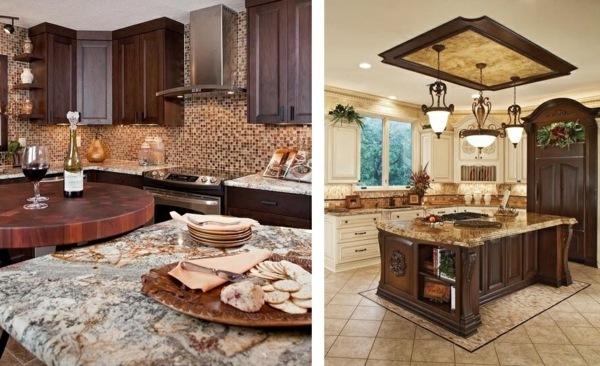 Arbeitsplatten-Küchen-Design-warme-braune-Farben-Mosaik-Fliesen