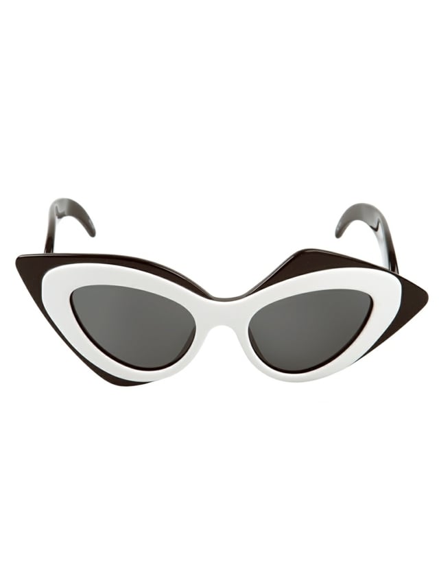 Designer-Sonnenbrille-schwarz-weiße-Brillenfassung-gewölbte-Form