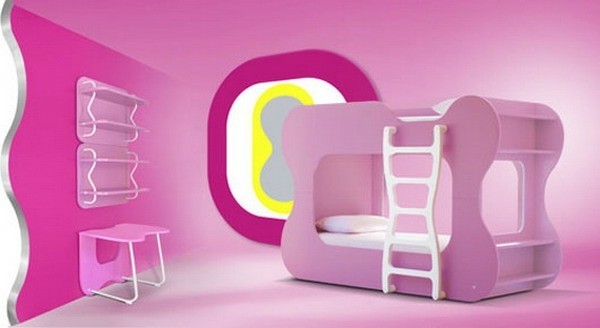 Pinkes-Kinderzimmer-Bett-für-Mädchen