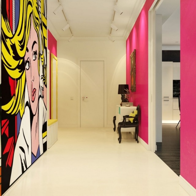 Pop-Art-Kunst-Flur-Design-Wände-gestalten-ideen